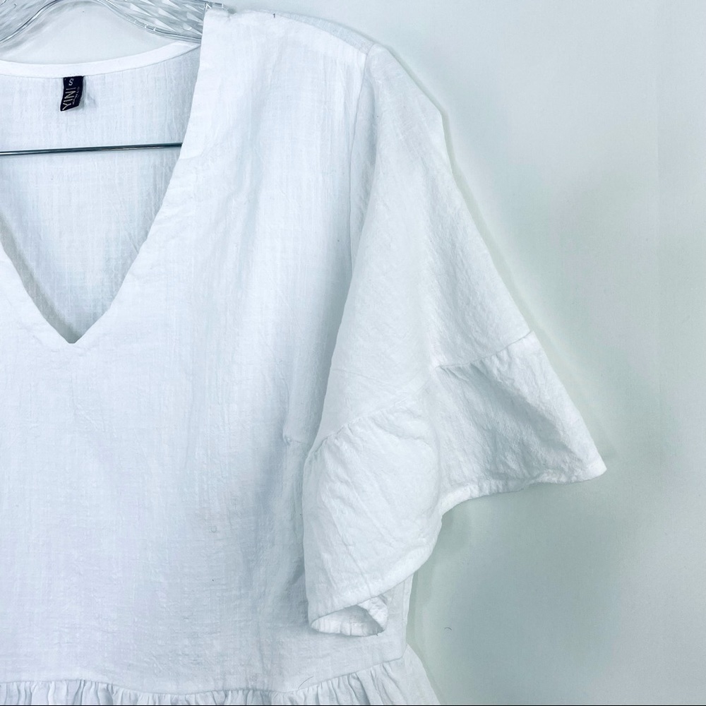Amazon.com White Summer Swing Dress Tunic Bell Sleeve Tiered Dress Sz S - Picture 8 of 10